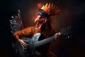 Cool rocker chicken guitarist. Generate ai