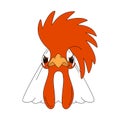 Cool rooster face,vector illustration,front