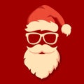 Cool Santa Claus with beard and hat, vector cartoon Royalty Free Stock Photo