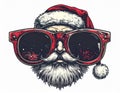 Cool Santa Illustration with Red Hat and Sunglasses on White Background Royalty Free Stock Photo