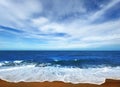 Cool sea background on horizon tropical sandy beach relaxing outdoors vacation Royalty Free Stock Photo