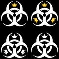 Set emblem coronavirus. Biohazard sign with crown. white with gold crown