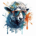 Cool Sheep with Sunglasses in Expressive Pose for Posters and Web.