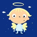 Cool simple angel cartoon - vector illustration