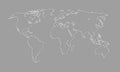 A cool and simple black and white world map outline of different countries and continents