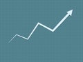 A cool and simple blue upward trend growth for success graph for business and financial progress with zigzag line