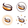 Cool Simple Coffee Bean Abstract Logo Set Isolated