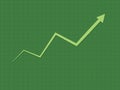 A cool and simple green upward trend growth for success chart for business and financial progress with zigzag line