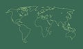 A cool and simple green world map or atlas outline of different countries and continents