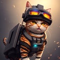 Cool single swat special ops cat with weapon. AI generated