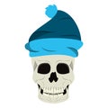 Cool skull with winter hat cartoon isolated