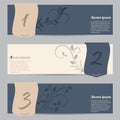 Cool slate blue banners with ribbons and floral elements Royalty Free Stock Photo