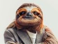 Cool Sloth Wearing Sunglasses and Suit. Generative ai Royalty Free Stock Photo