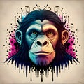 Cool chimpanzee illustration - ai generated image