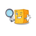 Cool and Smart colby jack cheese Detective cartoon mascot style