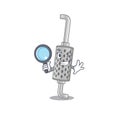 Cool and Smart exhaust pipe Detective cartoon mascot style