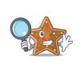 Cool and Smart gingerbread star Detective cartoon mascot style