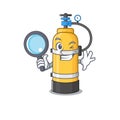 Cool and Smart oxygen cylinder Detective cartoon mascot style