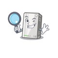 Cool and Smart power bank Detective cartoon mascot style