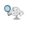 Cool and Smart satellite dish Detective cartoon mascot style