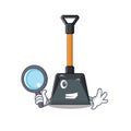 Cool and Smart snow shovel Detective cartoon mascot style