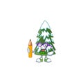 Cool smart Student christmas tree snow character holding pencil