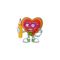 Cool smart Student love cookies character holding pencil Royalty Free Stock Photo