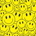 Cool Smile Seamless Pattern Vector illustration. Trendy Acid Rave Texture. Pop Art Backdrop. Y2k Funny Background