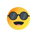 Cool smiling emoji with sunglasses. Royalty Free Stock Photo