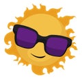 Cool and smiling sun with giant sunglasses over white background, Vector illustration Royalty Free Stock Photo