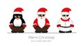 Cool snowman santa and penguin cartoon with sunglasses Royalty Free Stock Photo