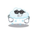 Cool snowy cloud cartoon character wearing expensive black glasses