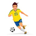 Cool soccer player in a yellow shirt