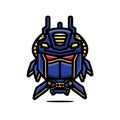 Cool and spooky robot cartoon character in blue