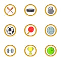 Cool sport icon set, cartoon style Royalty Free Stock Photo