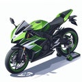 Cool sports motorbike, illustration in the form of an isometric object presented on a white background 4