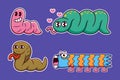 Cool sticker pack of cute snake character. Vector icon illustration isolated on premium vector