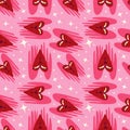 Cool strange hearts pattern. Bright Valentine's Day pattern with angels hearts