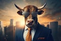 cool strong business bull with sunglasses AI generated