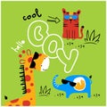 Cool style zoo animals funny animal cartoon