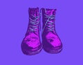 Cool Stylish Boots in Purple. Vaporwave Aesthetic Vector