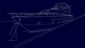 Cool stylish linear illustration of a beautiful sea yacht. Luxury water transport