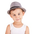 Cool stylish little boy in a hat