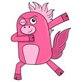 Cool stylish pink horse, doodle icon image kawaii