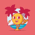 Cool summer emoji holding a board vector illustration.