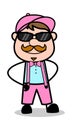 Cool Sunglasses - Retro Delivery Man Vendor Vector Illustration