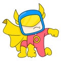 Cool superhero defend justice, doodle icon image kawaii