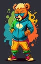 Cool teddy bear in tracksuit. Rapper, dancer, hipster Royalty Free Stock Photo