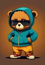 Cool teddy bear in tracksuit. Rapper, dancer, hipster Royalty Free Stock Photo