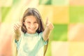 Cool teen girl shows thumbs up Royalty Free Stock Photo